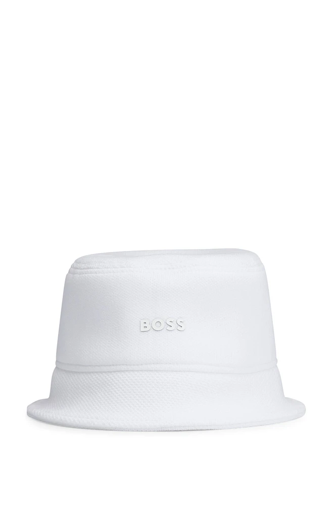 Cotton-piqué bucket hat with logo detail