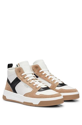 High-top trainers leather with logo details
