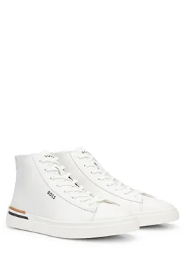 High-top trainers smooth leather with signature stripe