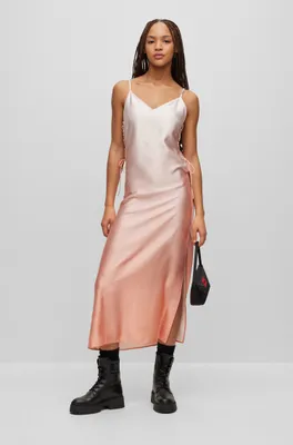 Degradé-print slip dress soft satin