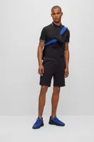 BOSS - Stretch-cotton-blend shorts with tape trims Black