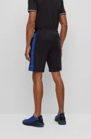 BOSS - Stretch-cotton-blend shorts with tape trims Black