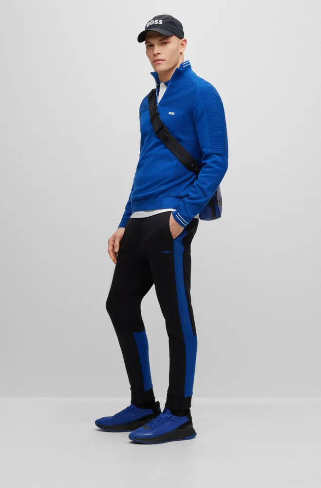 BOSS - Cotton-blend tracksuit bottoms with logo and stripe