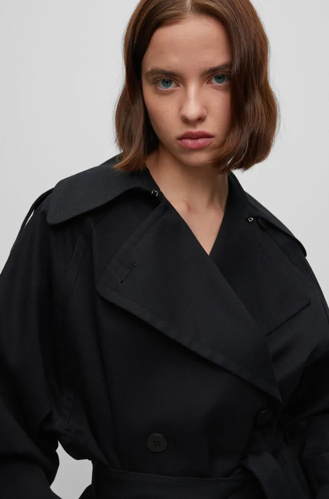 HUGO - Double-breasted trench coat in stretch cotton