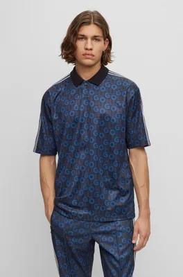 BOSS - Regular-fit polo shirt with monogram jacquard