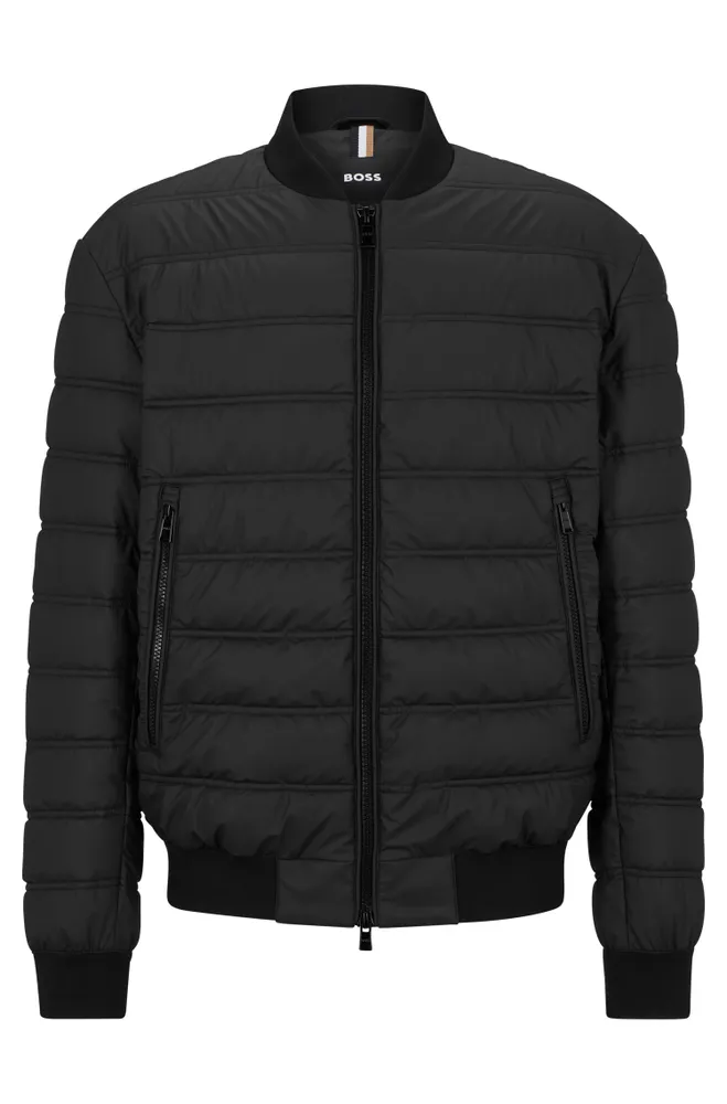 Water-repellent puffer jacket with two-way zip