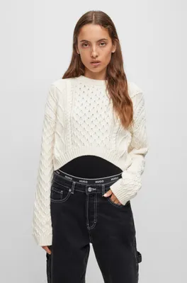 Cotton-blend sweater with cable-knit structure