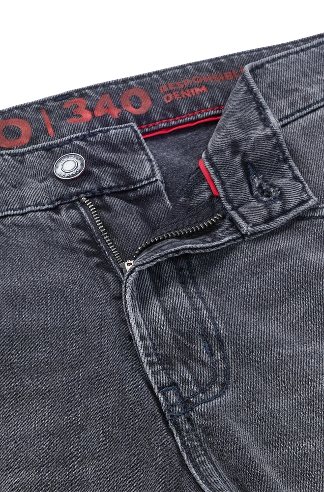 Vaqueros regular fit de denim rígido gris