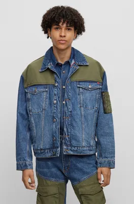 Hybrid relaxed-fit jacket blue rigid denim