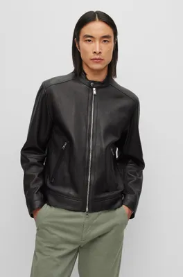 Regular-fit jacket lamb leather with stand collar