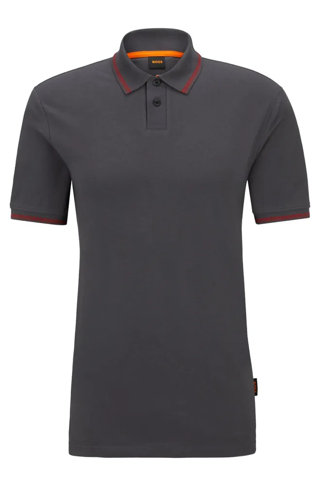 Cotton-piqué polo shirt with contrast details