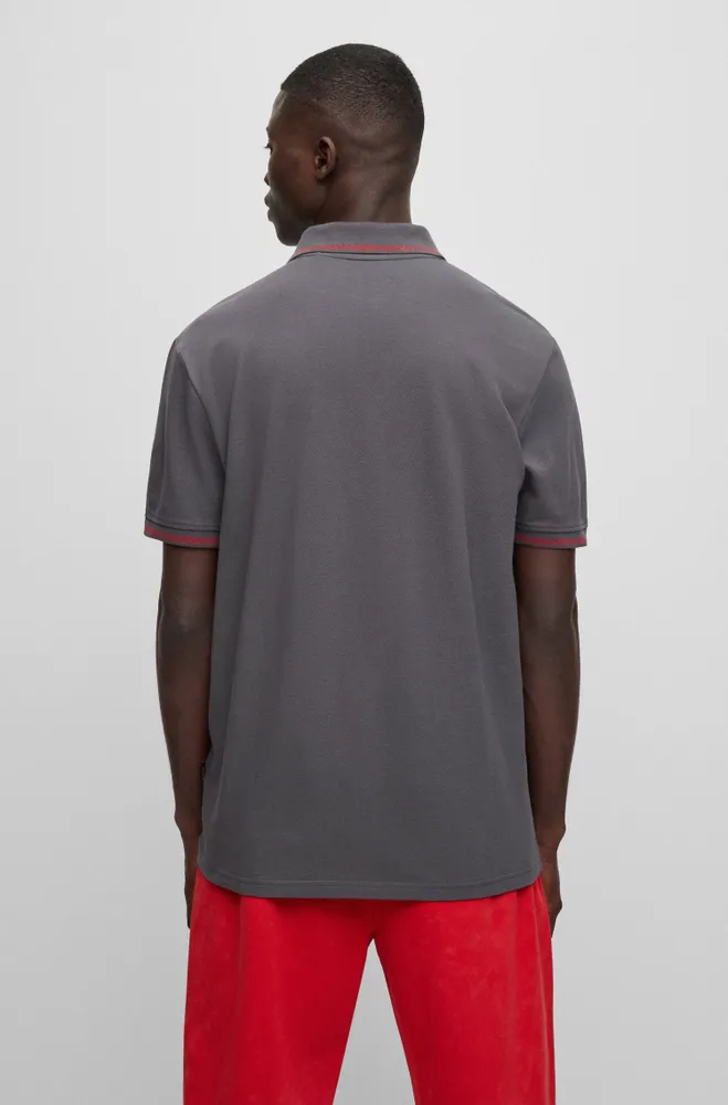 Cotton-piqué polo shirt with contrast details