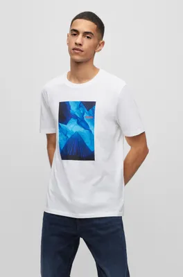 HUGO - Cotton-jersey regular-fit T-shirt with collaborative artwork