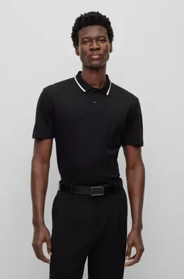 Regular-fit polo shirt with monogram jacquard