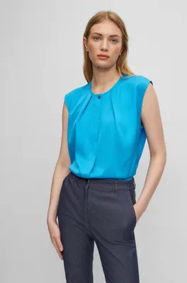 Sleeveless regular-fit blouse stretch silk
