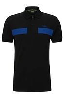 Cotton-blend slim-fit polo shirt with striped tape