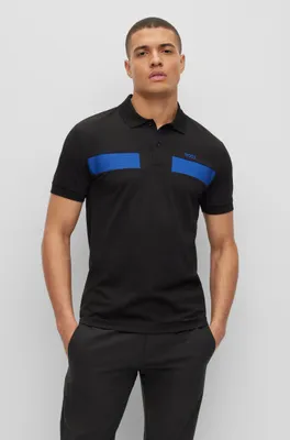 Cotton-blend slim-fit polo shirt with striped tape