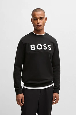 BOSS - Cotton-terry sweatshirt with logo detail Black