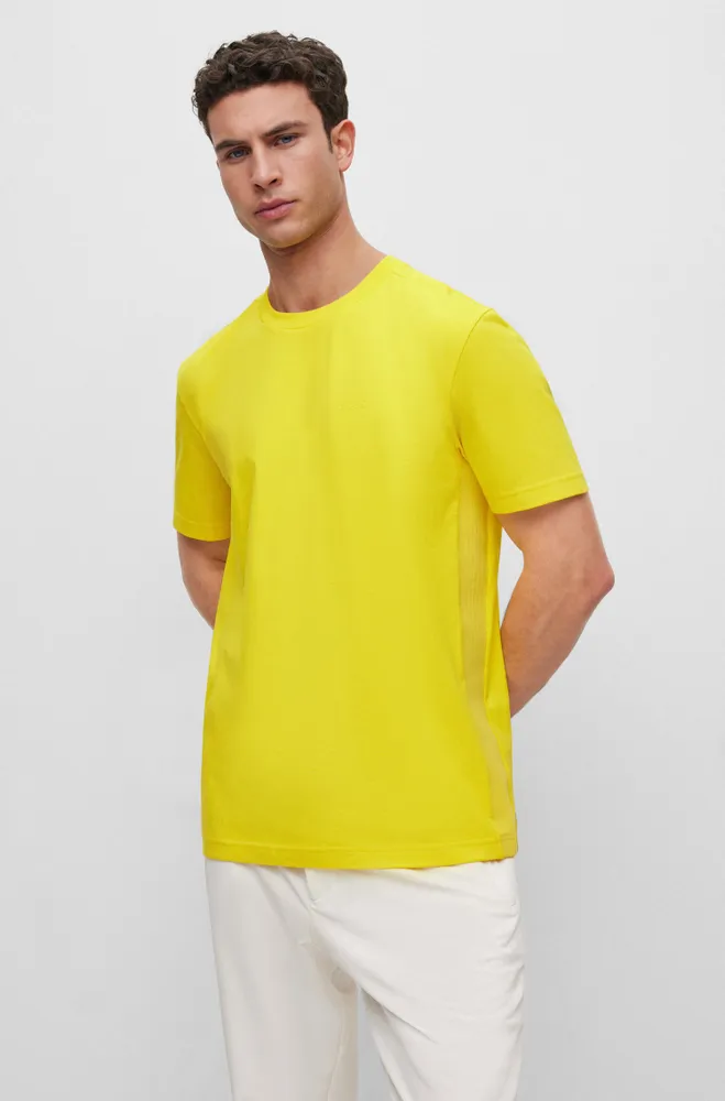 Regular-fit T-shirt stretch cotton with side tape