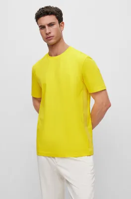 BOSS - Regular-fit T-shirt stretch cotton with side tape Yellow