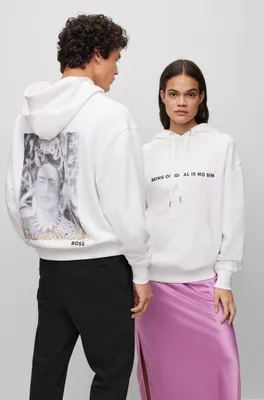 Relaxed-fit cotton-terry hoodie with Frida Kahlo graphic