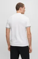 Collarless slim-fit polo shirt cotton piqué