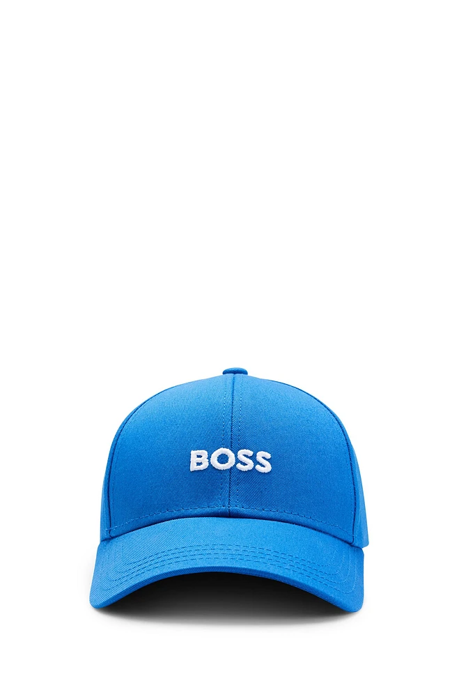 Gorra de seis paneles en sarga de algodón con logo bordado