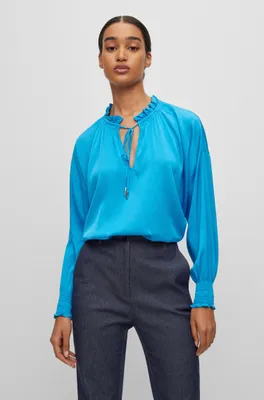 Relaxed-fit blouse stretch silk with tie front