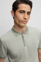 Micro-patterned polo shirt cotton and silk