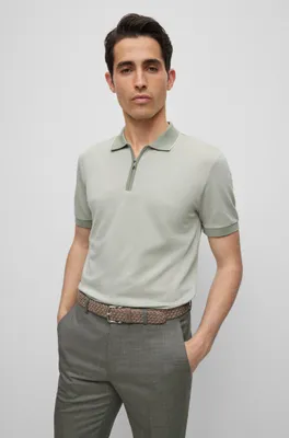 Micro-patterned polo shirt cotton and silk