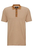 Slim-fit polo shirt structured cotton and silk