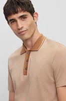 Slim-fit polo shirt structured cotton and silk