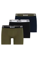 Three-pack of stretch-cotton boxer briefs with logos