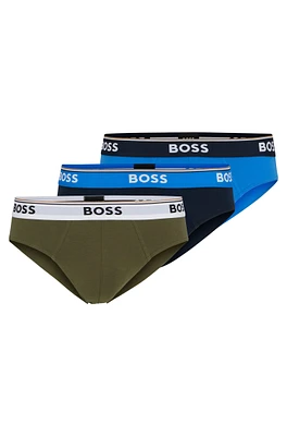 Three-pack of logo-waistband briefs stretch cotton