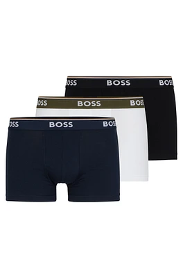 Three-pack of stretch-cotton trunks with logo waistbands