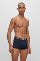 BOSS - Three pack of stretch-cotton trunks with logo waistbands Patterned