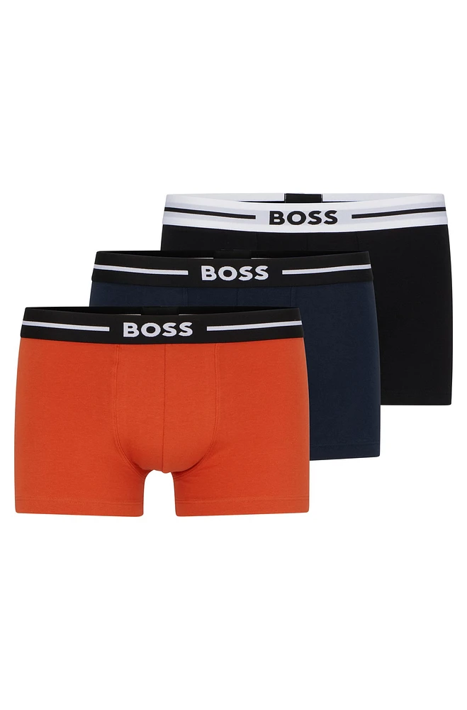 Three-pack of stretch-cotton trunks with logo waistbands