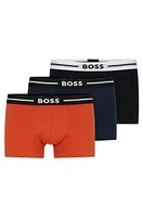 Three-pack of stretch-cotton trunks with logo waistbands