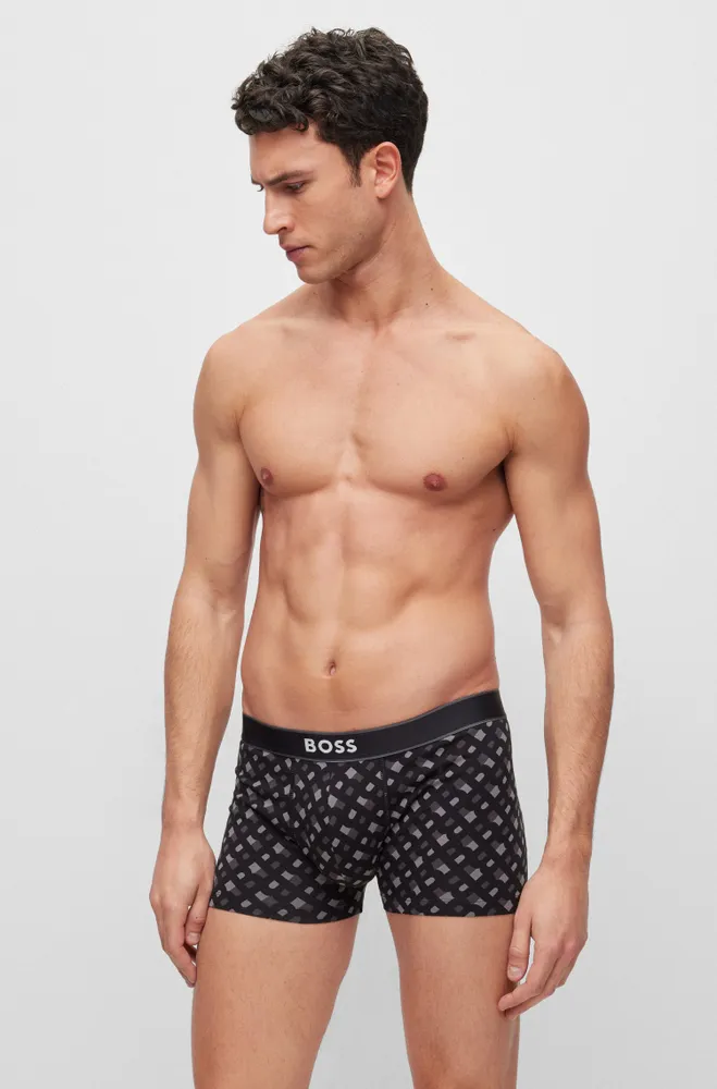Stretch-cotton trunks with signature logo waistband