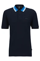 Cotton-piqué slim-fit polo shirt with striped collar