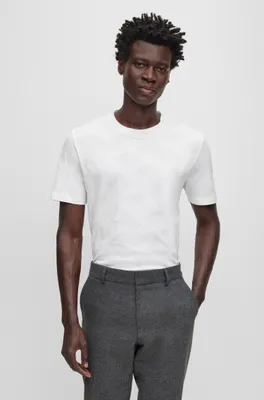 Camiseta de algodón mercerizado con monogramas grandes en tejido jacquard