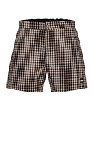 Quick-drying swim shorts with hounstooth pattern