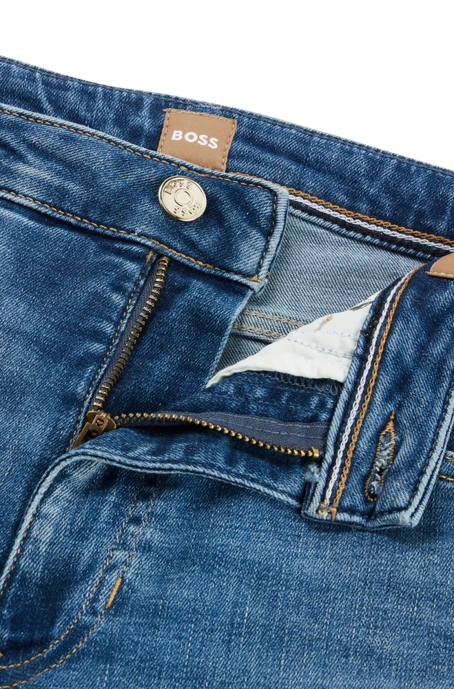 High-waisted jeans blue super-stretch denim