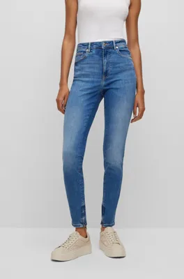 High-waisted jeans blue super-stretch denim