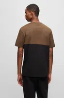 Interlock-cotton regular-fit T-shirt with color-blocking