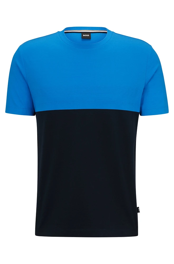 Camiseta regular fit de algodón interlock con bloques color