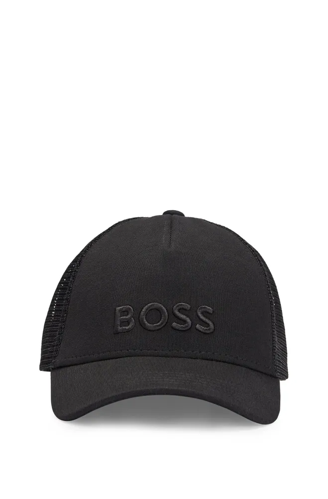 BOSS - Logo-embroidered trucker cap with cotton-blend front panel