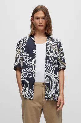 Relaxed-fit shirt paisley-print canvas