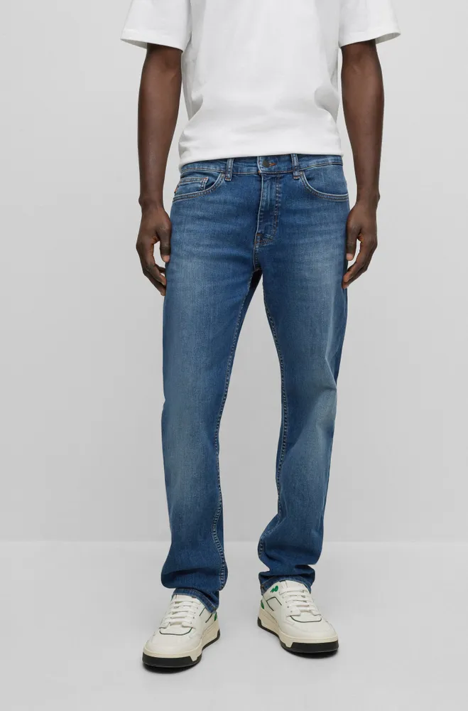 BOSS - Dark-blue jeans in super-stretch denim