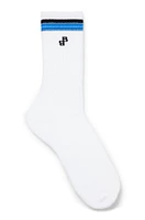 BOSS - Ribbed regular-length socks with stripes - White